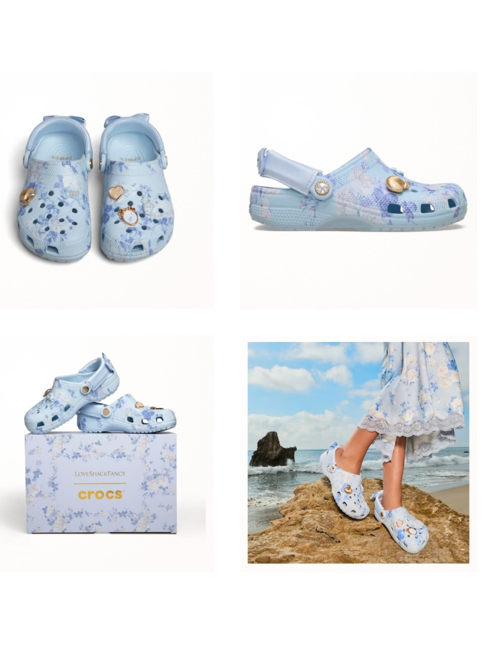 CROCS LoveShackFancy Mineral Blue Classic Clog, Size: 7 Women